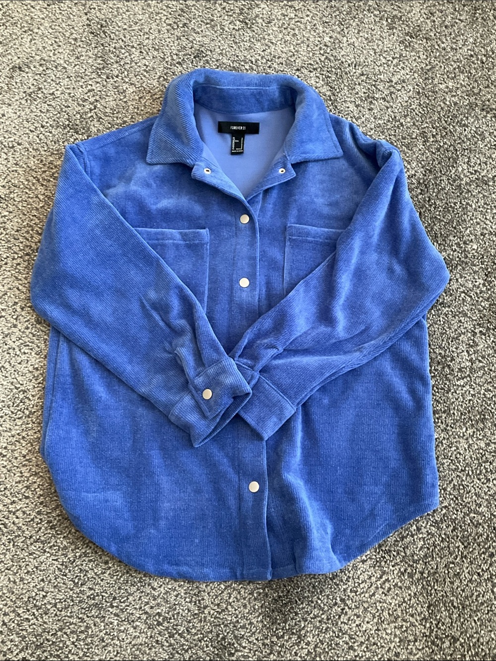 Corduroy Button-Front Shirt Jacket - Blue
